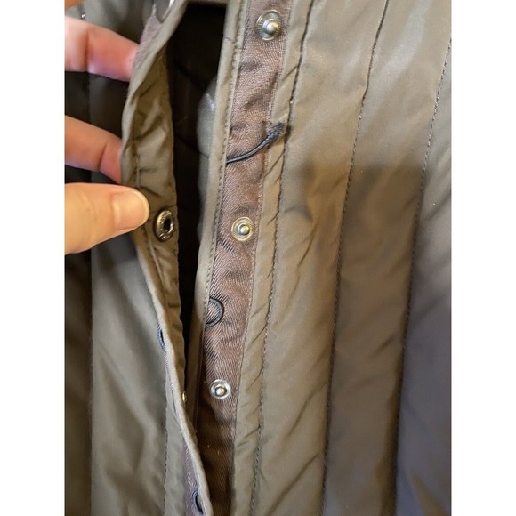 Elie Tahari‎ Quilted Jacket Olive Green Snap Button Front Coat Sz S - flaw - Picture 6 of 9